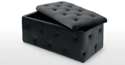 Puf con Almacenaje Rectangular Hampton – Gris Medianoche