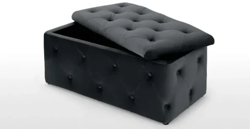 Puf con Almacenaje Rectangular Hampton – Gris Medianoche