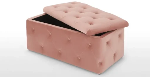 Puf con Almacenaje Rectangular Hampton – Rosa Palo