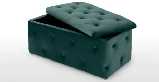 Puf con Almacenaje Rectangular Hampton – Azul Espuma de Mar