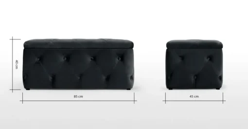 Puf con Almacenaje Rectangular Hampton – Gris Medianoche