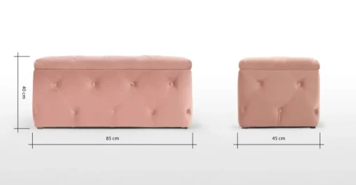 Puf con Almacenaje Rectangular Hampton – Rosa Palo