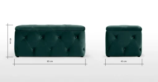 Puf con Almacenaje Rectangular Hampton – Azul Espuma de Mar