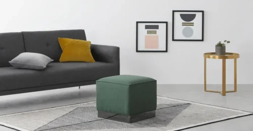 Puf Cuadrado Hetherington – Verde con Base Níquel