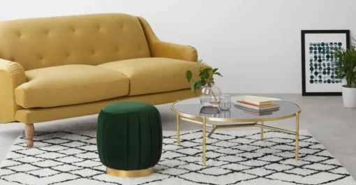 Puf Pequeño con Base de Acero Inoxidable Adie – Verde Pino