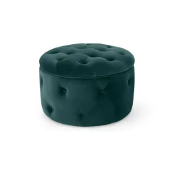 Puf Redondo Pequeño con Almacenaje Hampton – Azul Espuma de Mar