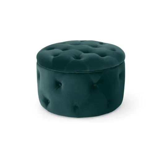 Puf Redondo Pequeño con Almacenaje Hampton – Azul Espuma de Mar