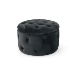 Puf Redondo Pequeño con Almacenaje Hampton – Gris Medianoche