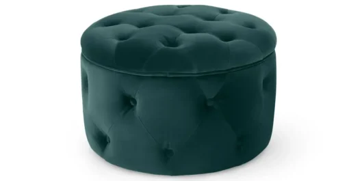 Puf Redondo Pequeño con Almacenaje Hampton – Azul Espuma de Mar