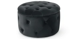 Puf Redondo Pequeño con Almacenaje Hampton – Gris Medianoche