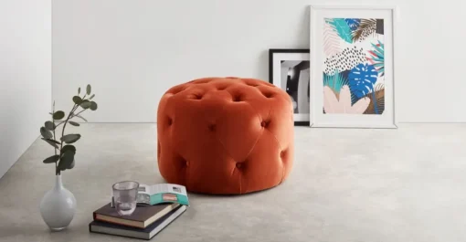 Puf Redondo Pequeño Hampton – Naranja Llama