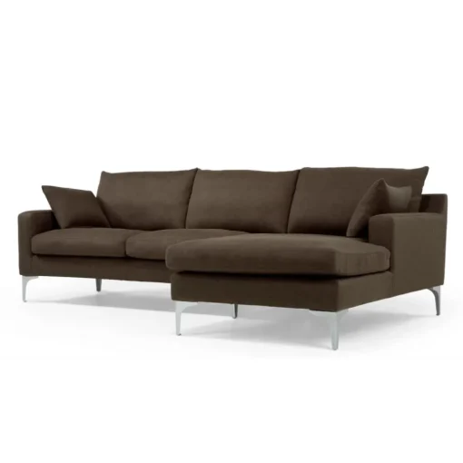 Seccional con Chaise Longue a la Derecha Mendini – Marrón Chocolate