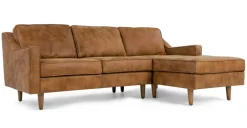 Seccional con Chaise Longue a la Derecha Dallas – Cuero Canela