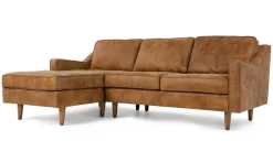 Seccional con Chaise Longue a la Izquierda Dallas – Cuero Canela