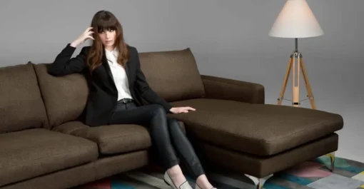 Seccional con Chaise Longue a la Derecha Mendini – Marrón Chocolate