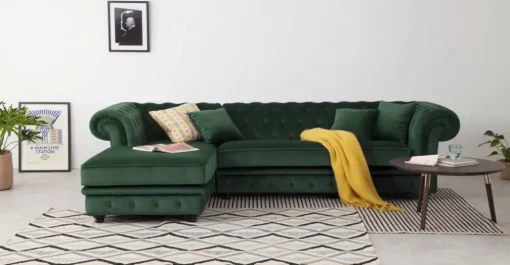 Seccional con Chaise Longue a la Izquierda Branagh – Verde Pino