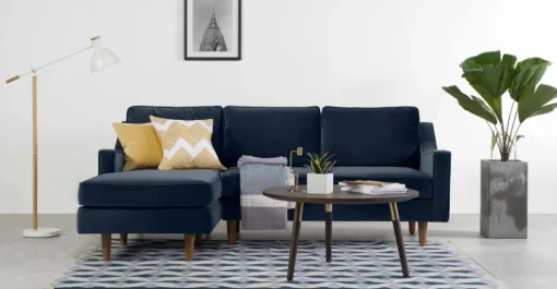 Seccional con Chaise Longue a la Izquierda Dallas – Azul Marino