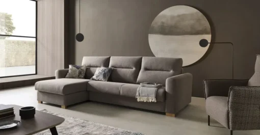 Seccional con Chaise Longue a la Izquierda Faro – Gris