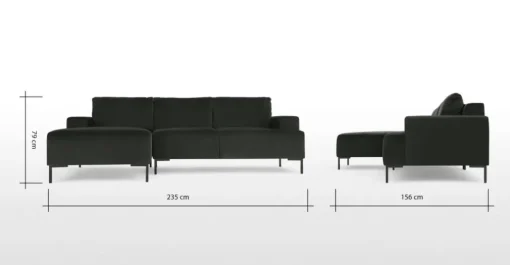 Seccional con Chaise Longue a la Izquierda Frederik – Gris Antracita