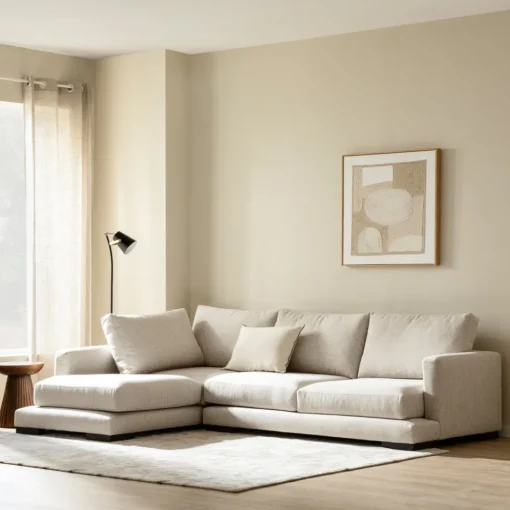 Seccional con Chaise Longue a la Izquierda Crate – Beige