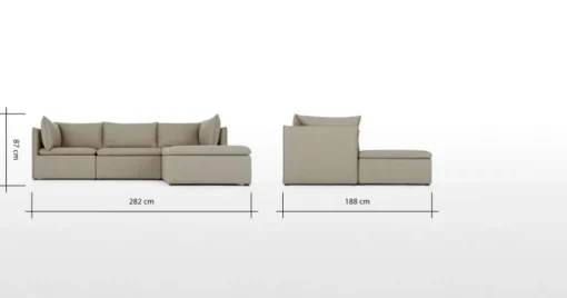 Seccional con Chaise Longue a la Derecha Victor – Gris Portland