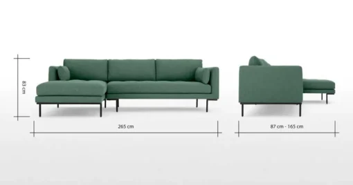 Seccional con Chaise Longue a la Izquierda Harlow – Verde