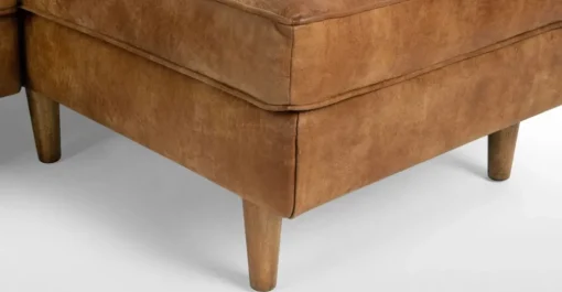 Seccional con Chaise Longue a la Derecha Dallas – Cuero Canela