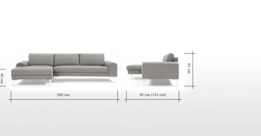 Seccional con Chaise Longue a la Izquierda Vittorio – Gris Perla