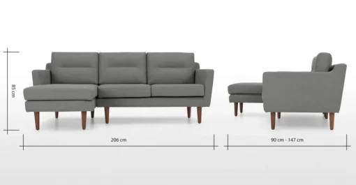 Seccional con Chaise Longue a la Izquierda Walker – Gris