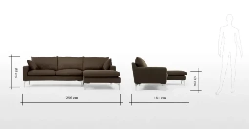 Seccional con Chaise Longue a la Derecha Mendini – Marrón Chocolate