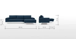 Seccional con Chaise Longue a la Derecha Vittorio – Azul Oscuro