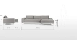 Seccional con Chaise Longue a la Derecha Vittorio – Gris Perla