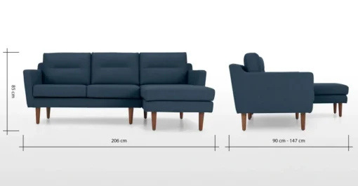 Seccional con Chaise Longue a la Derecha Walker – Azul