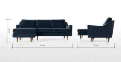 Seccional con Chaise Longue a la Izquierda Dallas – Azul Marino