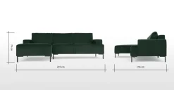 Seccional con Chaise Longue a la Izquierda Frederik – Verde