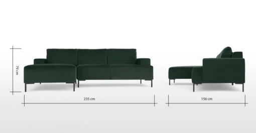 Seccional con Chaise Longue a la Izquierda Frederik – Verde