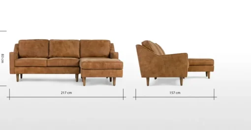 Seccional con Chaise Longue a la Derecha Dallas – Cuero Canela