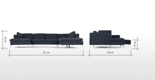 Seccional con Chaise Longue a la Derecha Monterosso – Azul Tormenta
