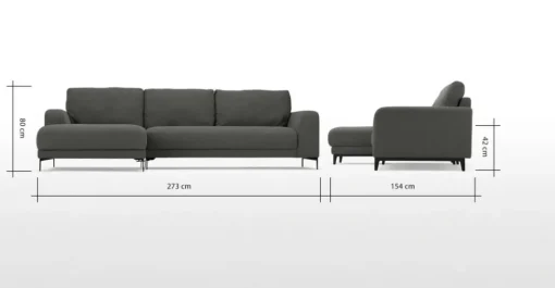 Seccional con Chaise Longue a la Izquierda Luciano – Gris Hudson