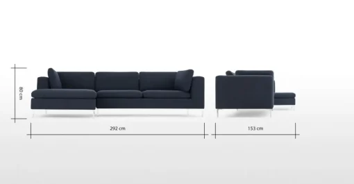 Seccional con Chaise Longue a la Izquierda Monterosso – Azul Tormenta