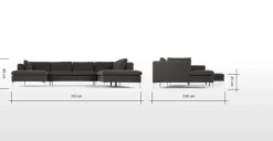 Seccional con Chaise Longue a la Derecha Monterosso – Gris Marengo