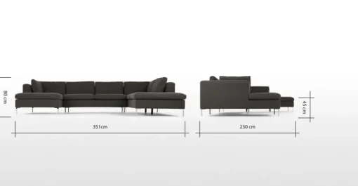 Seccional con Chaise Longue a la Derecha Monterosso – Gris Marengo