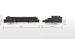 Seccional con Chaise Longue a la Izquierda Monterosso – Gris Marengo
