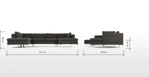 Seccional con Chaise Longue a la Izquierda Monterosso – Gris Marengo