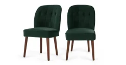 Silla de comedor Margot – Terciopelo verde pino y patas de abedul natural
