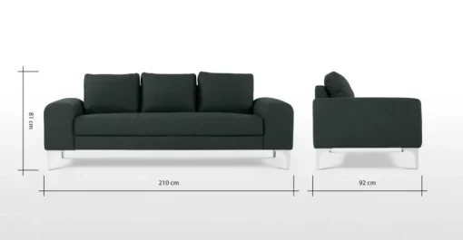 Sofá 3 cuerpos Vittorio – Gris Antracita