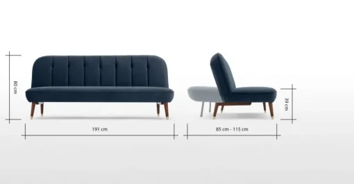 Sofá Cama Click Clack Margot – Azul Zafiro