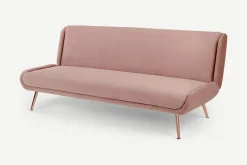 Sofá Cama Moby Rosa Vintage Con Patas Cobre