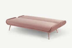 Sofá Cama Moby Rosa Vintage Con Patas Cobre