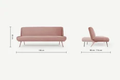 Sofá Cama Moby Rosa Vintage Con Patas Cobre